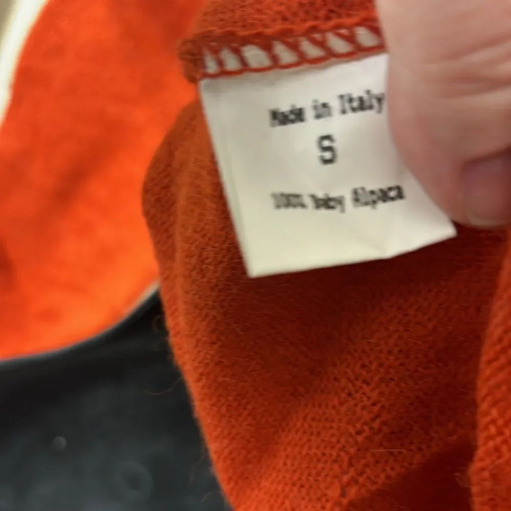 Ulla johnson 100% baby alpaca knit sweater burnt‎ orange tie neck *flaw*
